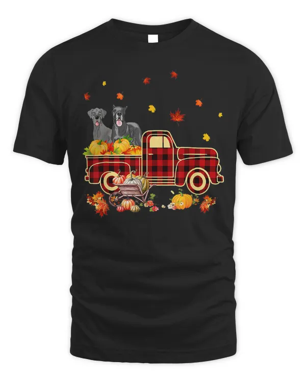 Great Dane Pumpkin Truck Fall Leaf Thanksgiving Halloween T-Shirt