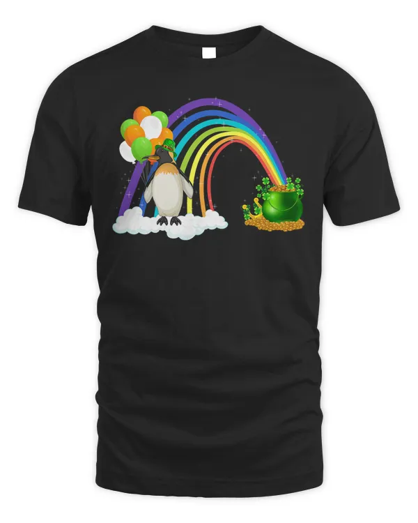 Funny Rainbow Irish Leprechaun Penguin Bird St Patrick's Day T-Shirt