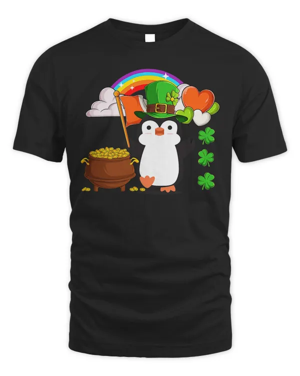 Irish Penguin Shamrock Happy St Patricks Day Funny Animal T-Shirt
