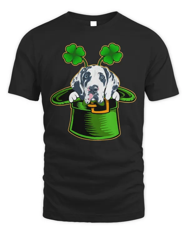 Funny Irish Leprechaun Hat Great Dane Dog St. Patrick's Day T-Shirt