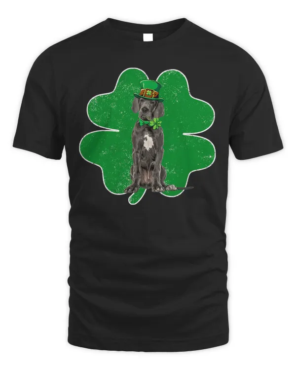 Irish Great Dane Leprechaun Hat & Shamrock St Patrick's Day T-Shirt