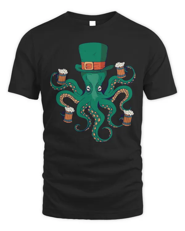 St. Patricks Day Irish Octopus Kraken Beer Party Funny Gift Long Sleeve T-Shirt