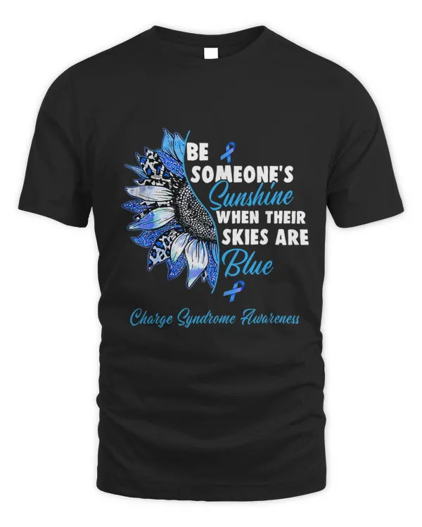 Charge Syndrome Awareness Blue Ribbon Sunflower