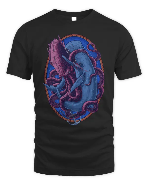 Dark Nautical Sailors Whale fighting octopus