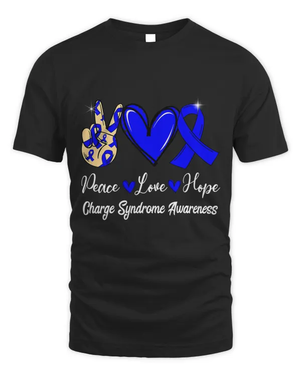 Charge Syndrome Awareness Peace Love Hope Blue Ribbon