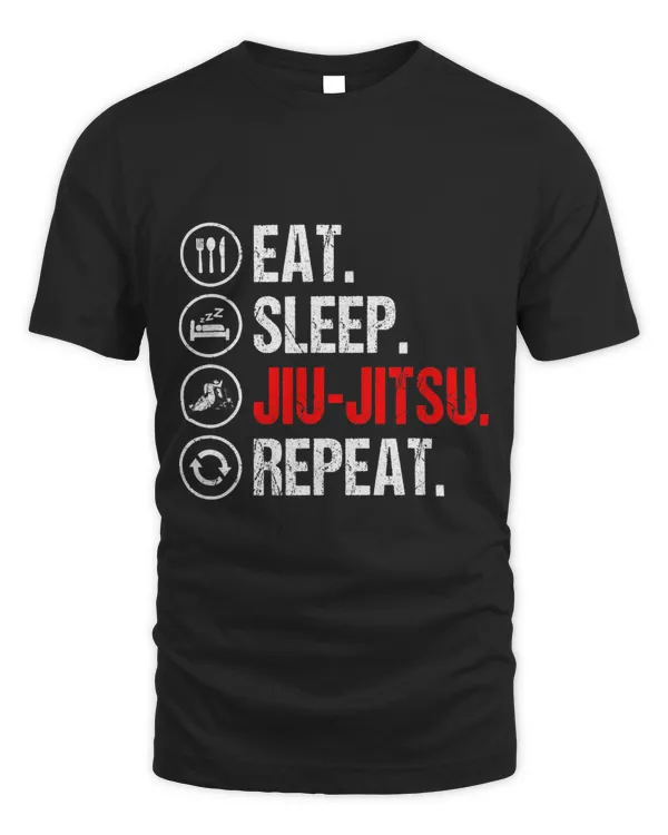 Eat Sleep JiuJitsu Funny Repeat BJJ MMA Sport Lover