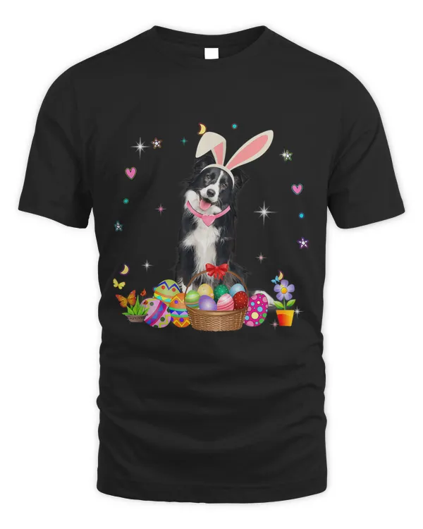 Cute Border Collie Easter Day Bunny Eggs Easter Womens