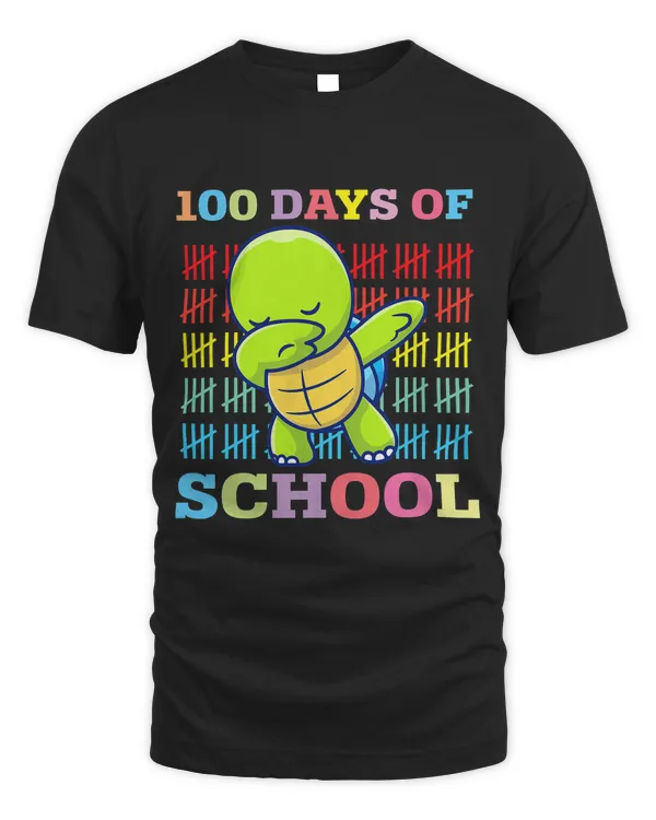 Happy 100 Days Of School Kids Dabbing Turtle Lovers Boys