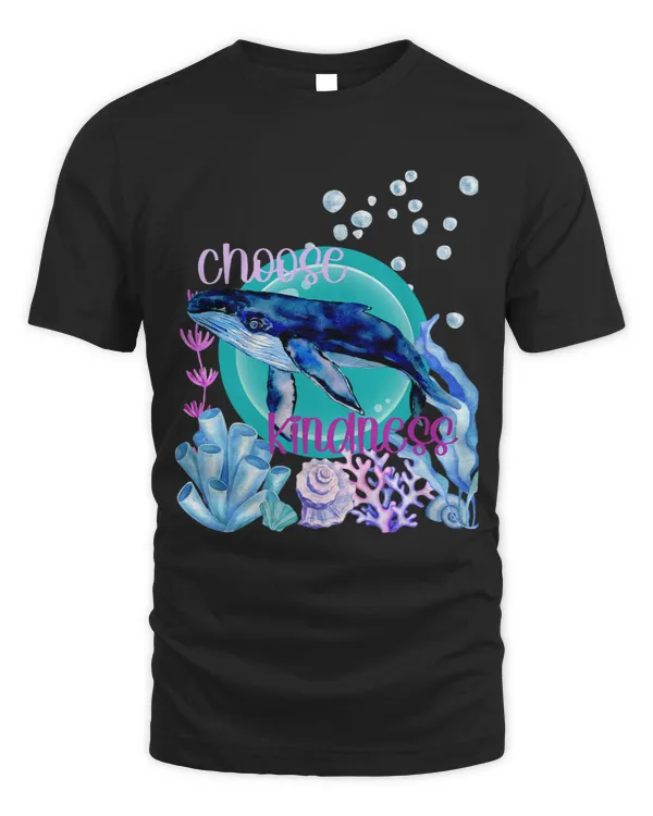 Blue Whale Lover Choose Kindness Inspirational Watercolor