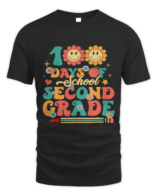Happy 100th Day Of School Retro Groovy 100 Days Second Grade
