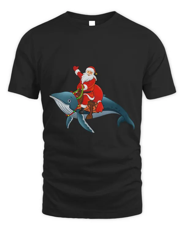Blue Whale Lover Xmas Santa Riding Blue Whale Christmas