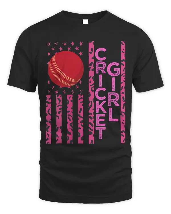 Cricket Girl USA Flag Cricket Fan Gift Batsman Bowler Family