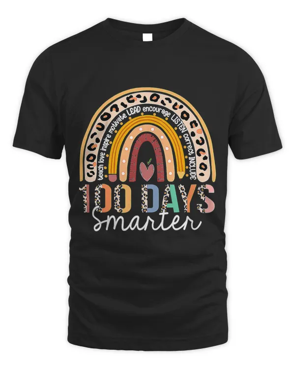 100 Days Smarter Kindergarten Child Leopard Boho Rainbow 48