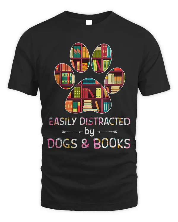 Easily Distracted By Dogs And Books Vintage Dog Books Lovers