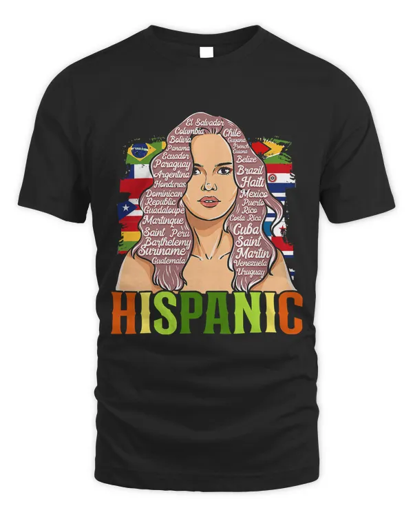 Latina Woman Art Hispanic Heritage Month Latin Country Flags 190