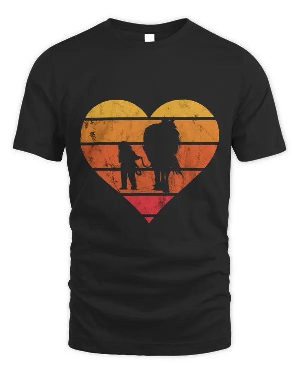 Horseback Riding Love Retro Sunset Heart Horseback Rider