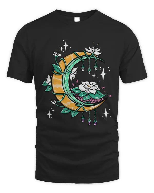 Floral Moon Celestial Lunar Flowers Aesthetic Crescent Moon