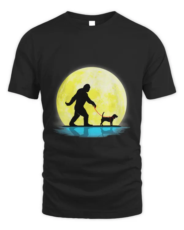Bigfoot Walking Beagle Dog Full Moon Light Lovers