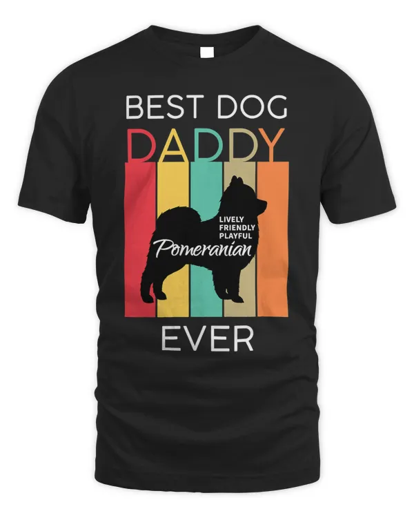 Best Dog DAD Ever Pomeranian DADDY Puppy Dog Lover Retro