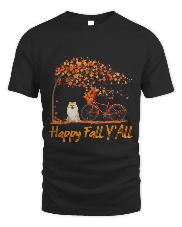 Happy Fall YAll Pomeranian Dog Autumn Season Bicycle