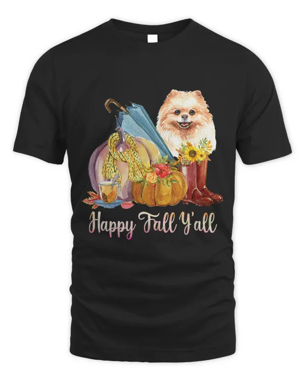 Happy Fall Yall Pomeranian Dog Mom Pumpkin Fall Thanksgiving