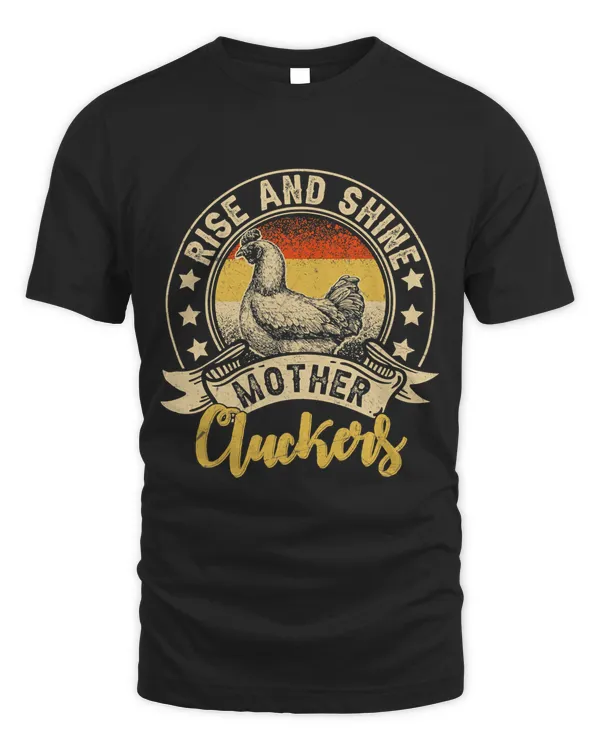 Vintage Sunset Rise And Shine Mother Cluckers Funny Chicken53