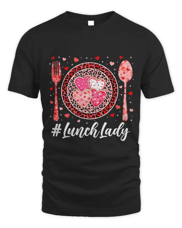 Funny Happy Valentines Day Lunch Lady Leopard Heart Women