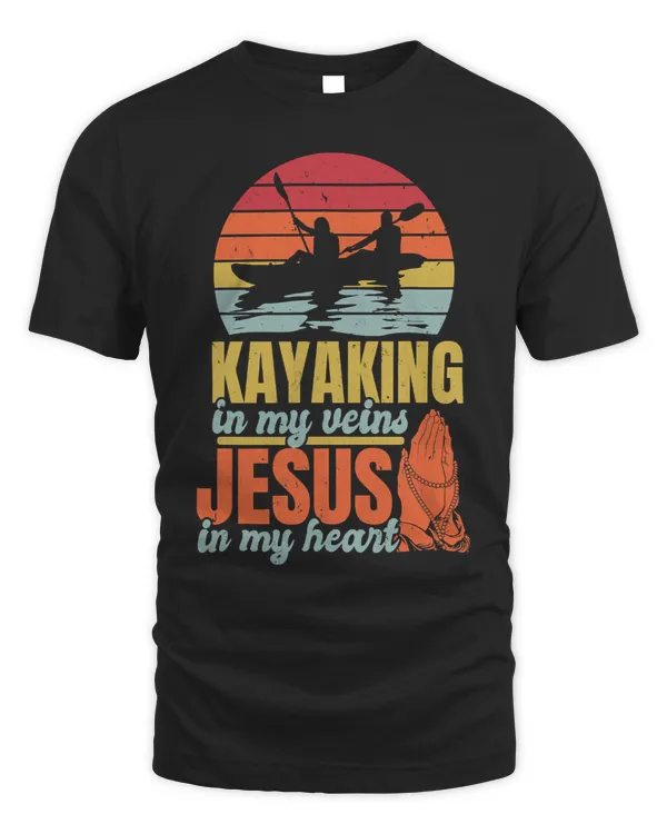Kayaking Jesus In My Heart Retro Vintage Sunset Faith 170