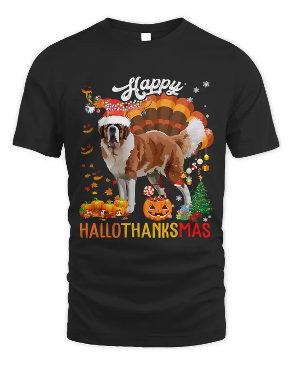 Hallothanksmas Santa Turkey Pumpkin St. Bernard Dog