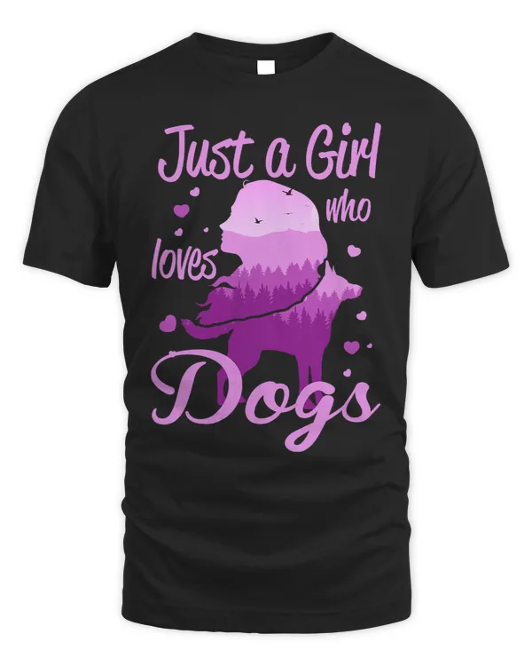 Just a Girl Who Loves Dogs Trees Wild Girls Women Purple 90