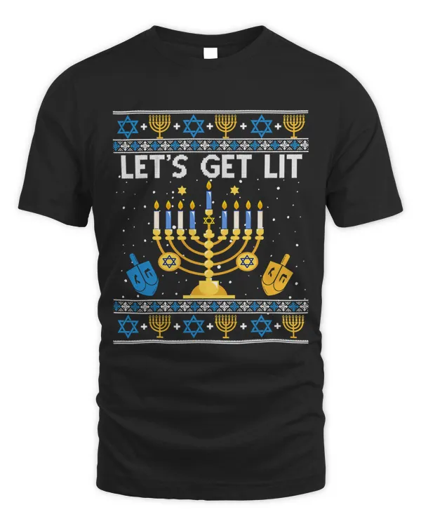 Lets Get Lit Hanukkah Jew Menorah Jewish Chanukkah Xmas3