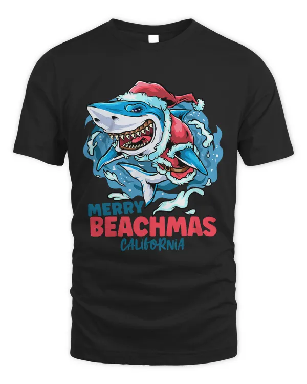 California Merry Beachmas Christmas Shark Santa 170
