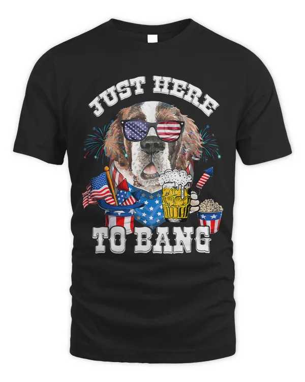 Just Here To Bang St Bernard Dog Beer Funny 4th Of July