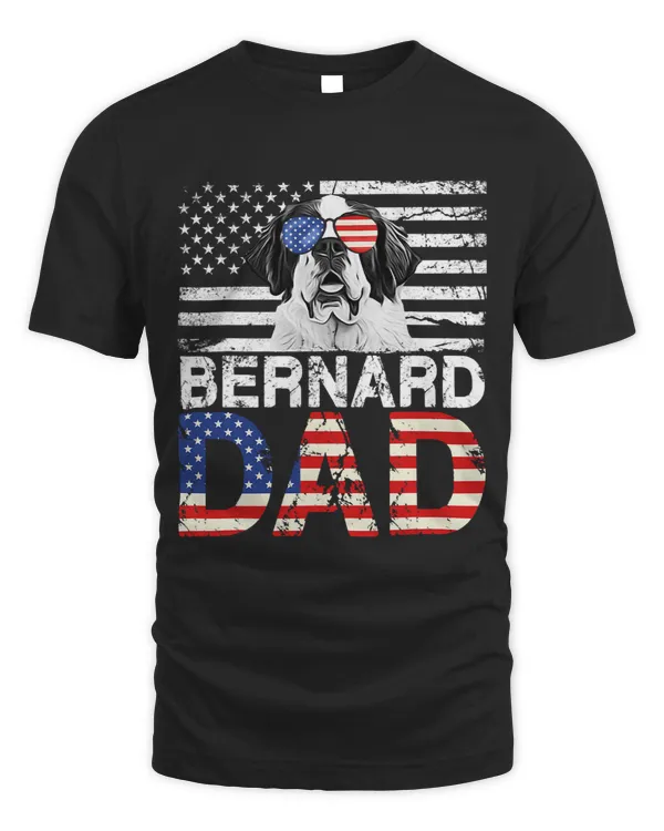 Mens Cool Bernard Dad USA Flag Patriotic Fathers Day
