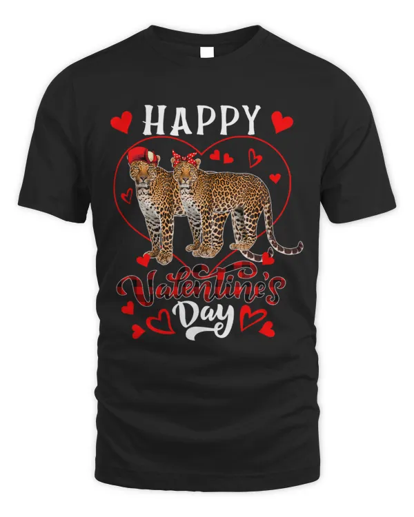 Happy Valentines Day Hearts Couple Leopards Zoo Animals