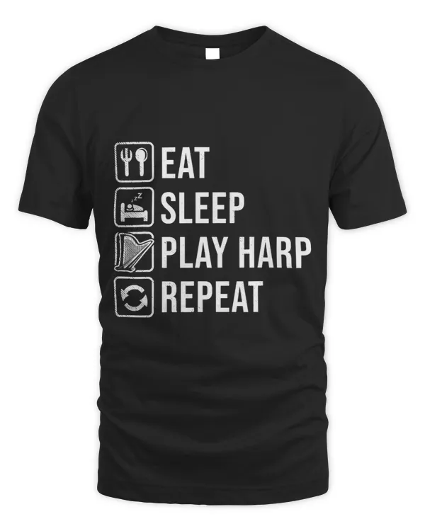 harp musicians funny Eat Sleep Repeat graphic drawing art