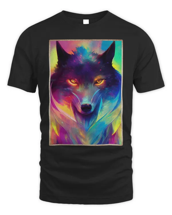 Portrait Of A Spiritual Magical Mythical Wolf Colorful