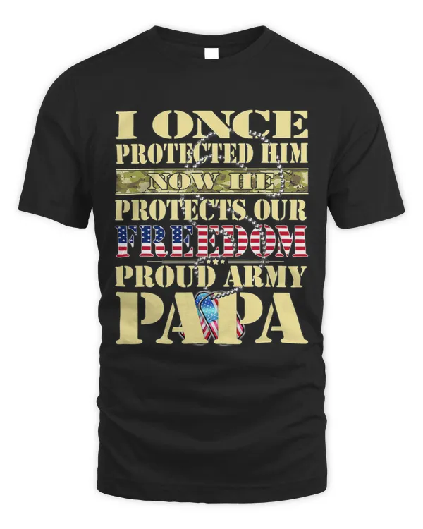 Mens My Grandson Is A Soldier Proud Army Papa - Military Grandpa T-Shirt