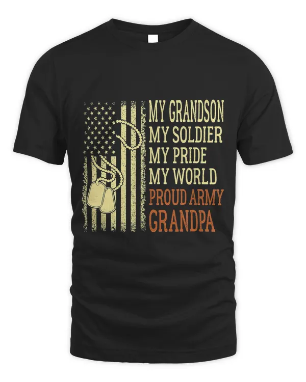 Mens My Grandson My Soldier Proud Army Grandpa US Military Family