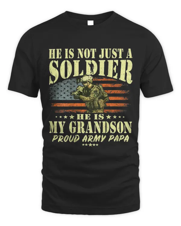 Mens My Grandson Is A Soldier Proud Army Papa Military Grandpa