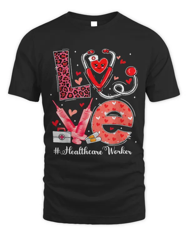 Love Healthcare Worker Valentines Day Scrub Stethoscope