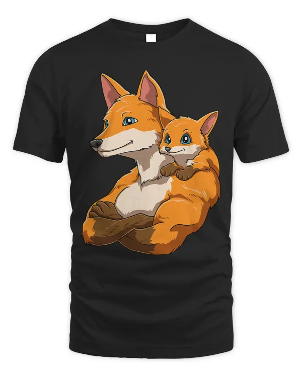 Strong Fox Dad with Fox Child for a Fox Lovers Fatherday