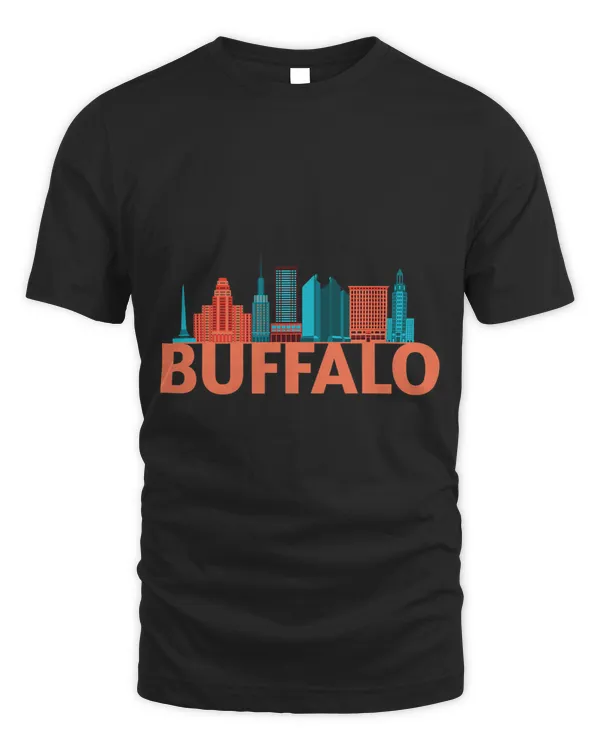 Buffalo New York USA City Skyline Silhouette Outline Sketch