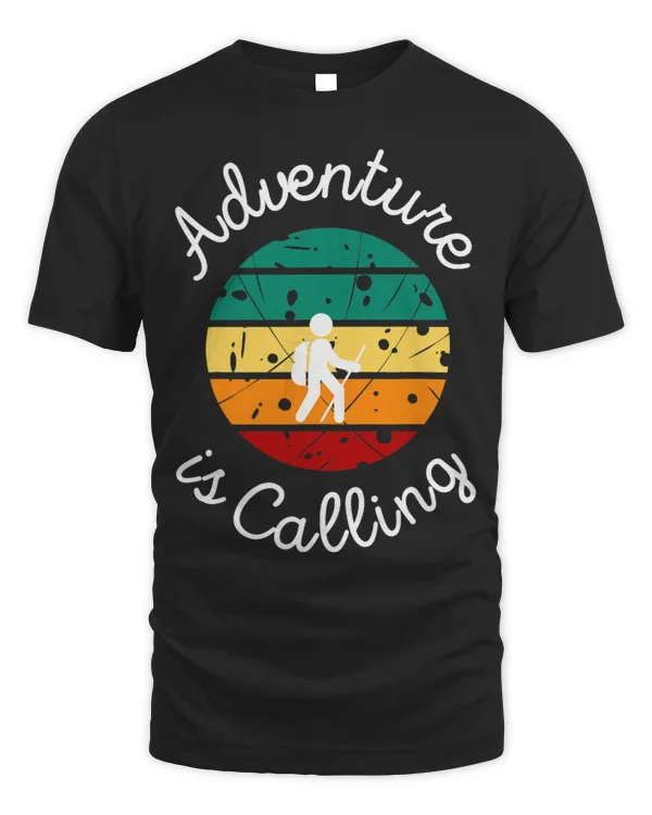 Adventure is Calling Nature Hiker Vintage Sunset Outdoors