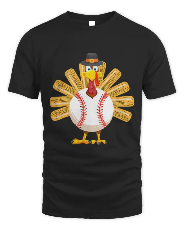 Baseball Turkey Thanksgiving Shirt For Boys Toddlers Kid Mom