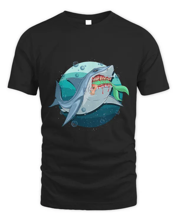Shark Eating Mermaid Funny Mythical Creature Lover Crew