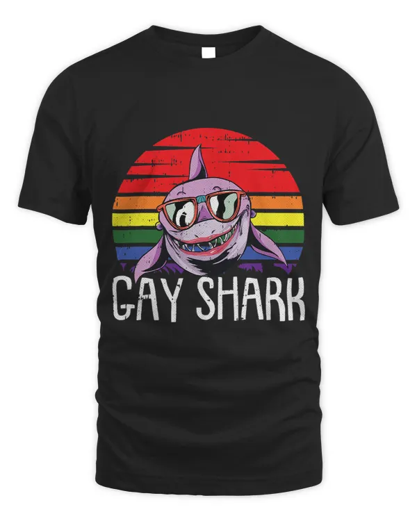 Shark Gay Pride Retro Ocean Animal LGBT Q Proud Ally