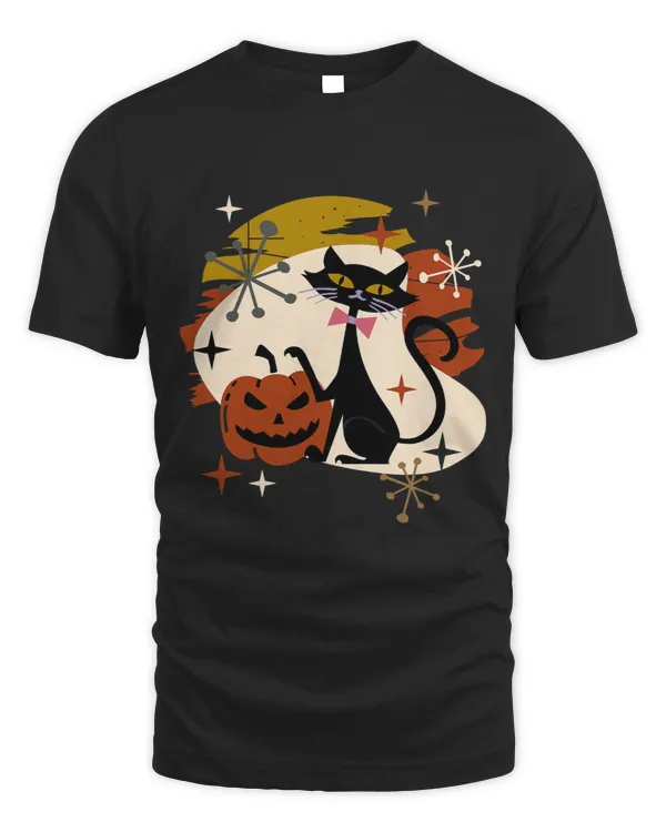 Black Cat and Pumpkin Atomic Retro Halloween
