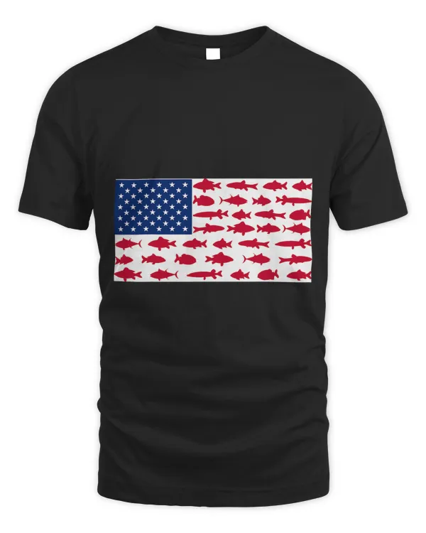 American Flag With Fish Stripes