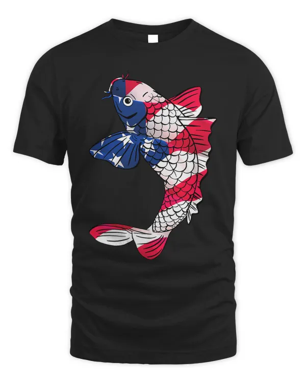 Koi Fish Gift For American Carp Pond Owner USA Flag Design